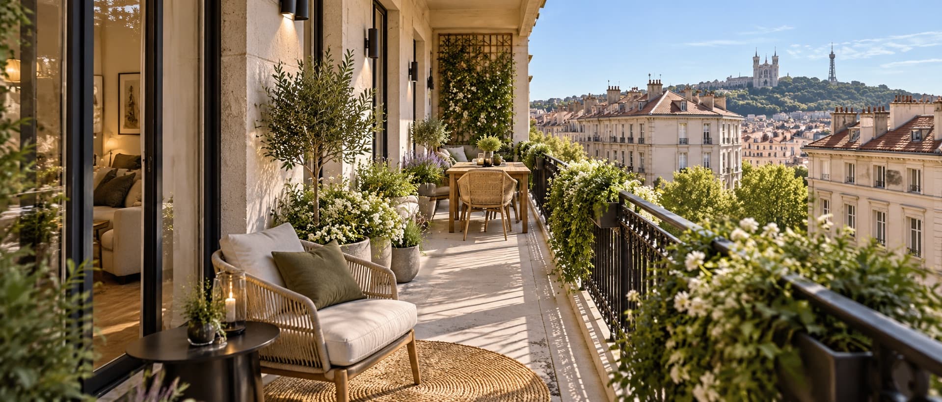 Balcon filant, immeuble ancien — illustration
