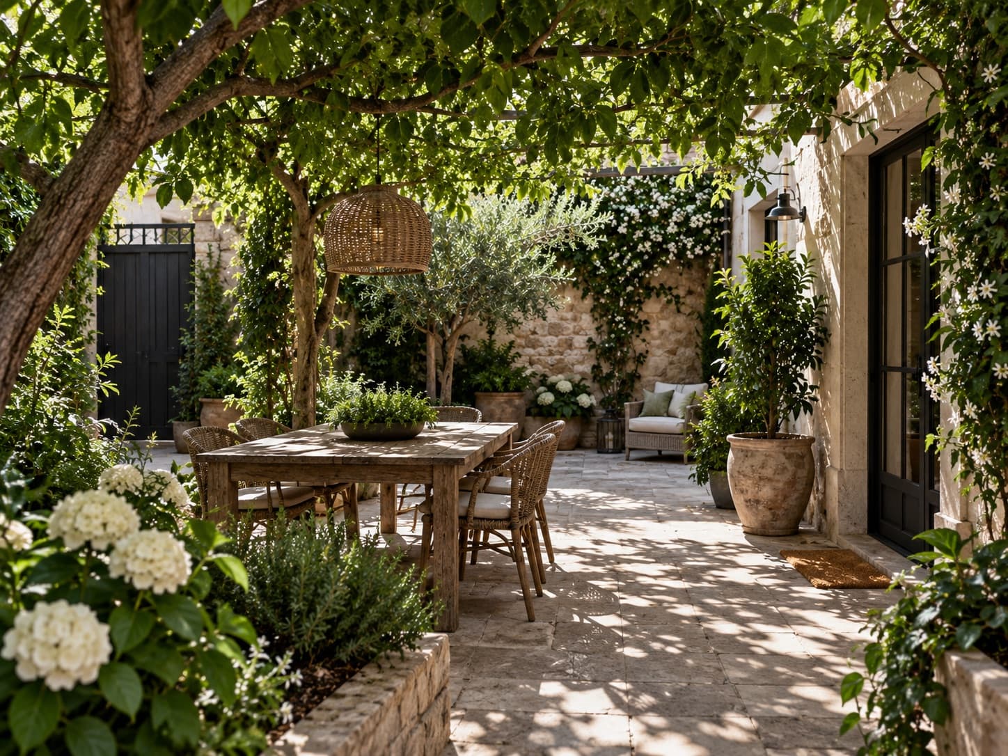 Cour intérieure ombragée — illustration